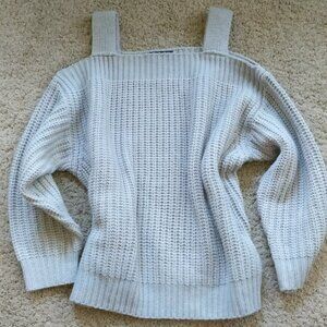 Honeypunch light grey cream tight knit thick sweater S/M